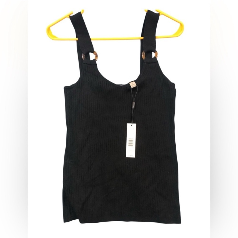 NWT T Tahari Black Ribbed Tank Top Blouse Women’s Size Large
